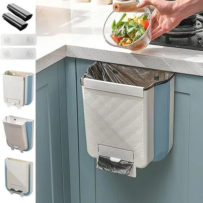 Produktbild von Kompakte 11L Aufhängbare Mülltonne, Blau, für Küche, Büro, Bad