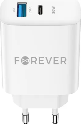 Produktbild von Forever PD QC Handy-Ladegeräte TC-07-30AC 1x USB-C 1x USB 30W weiß