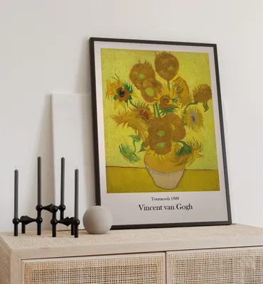 Produktbild von Poster Sonnenblumen van Gogh, groesse_poster:30x40 cm, groesse_rahmen:weiß 30x40 cm