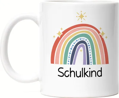 Produktbild von Schulkind Tasse Einschulungsgeschenk Grundschule 1. Klasse Schulstart Sterne Regenbogen