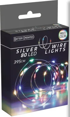 The image shows the packaging of a string of lights.
