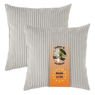 Productafbeelding van Set van 2 Kord-bankkussens, 40 x 40 cm, sierkussens, hoofdkussens, beige, sleepling