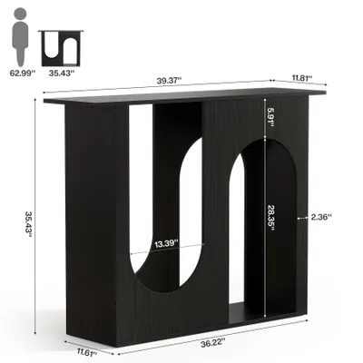 Immagine prodotto di Tavolino da divano Tribesigns 90 cm nero, consolle stretta dietro il divano con design curvo, tavolino da ingresso moderno, facile da montare