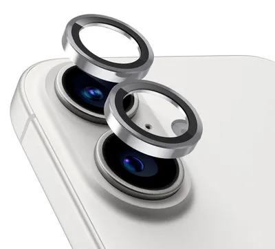 Produktbild von Für Apple iPhone 16 / 16 Plus Aluminium Ring Kamera + H9 Tempered Hart Glas Silber
