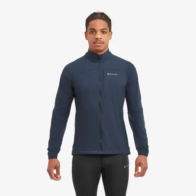 Montane MEN"S FEATHERLITE JACKET in dunkelblau; mit Reißverschluss und hohem Kragen; für Herren.