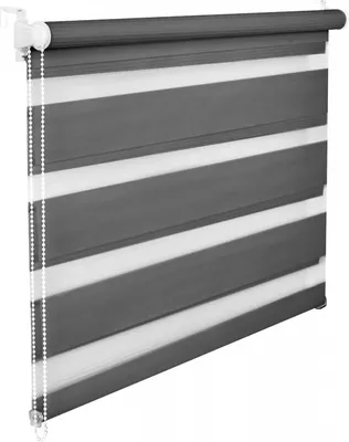 Image de Double store Duorollo 55 cm de large 150 cm de long gris avec cordon de tirage Store de fenêtre Store à pinces Store vénitien