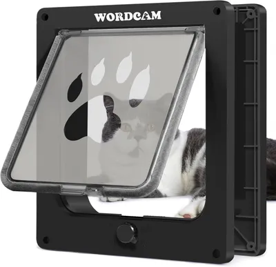Produktbild von XL Katzentürklappe, Starke Katzentür für Innen- und Außentüren, 4-Wege-Verriegelung, Haustiertür für bis zu 11,3 kg Katzen, Kätzchen, Hunde, einfache Installation, wetterfest (schwarz)
