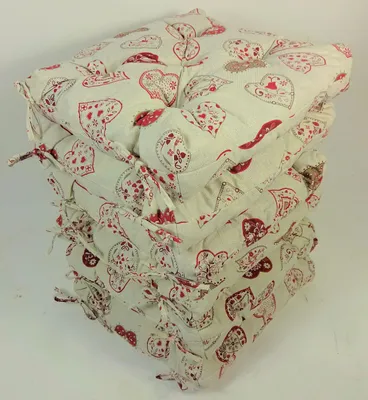 Produktbild von Rattani Set 6 x Stuhlkissen/Sitzkissen Klara 42 x 42 cm Dicke 8 cm, Stoff Mirha Leinen Herz