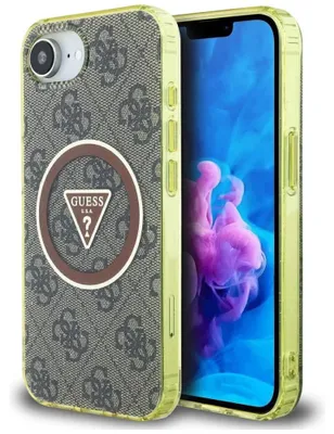 Image de Etui Guess Iml Metal Glitter 4G Circle Triangle Magsafe Do Iphone 16E Brązowy