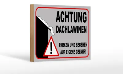 Produktbild von Holzschild Hinweis 18x12cm Achtung Dachlawinen Gefahr