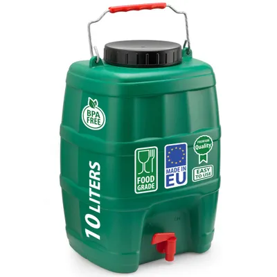 Produktbild von Wasserkanister Camping Kanister Wassertank Behälter mit Deckel Hahn Metallgriff 10 Liter grün