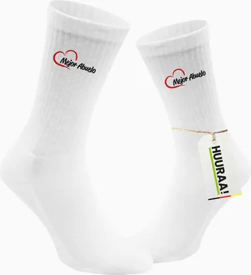 Produktbild von Huuraa Uni Socken Mejor Abuelo Corazón 42/46 White Baumwolle Tennissocken Geschenkidee