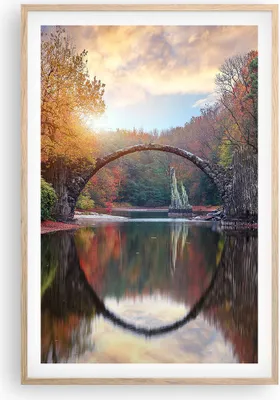 Produktbild von Gerahmtes Poster - Rahmen in heller Eiche - Garten Rhododendren Brücke - 61x91,5 cm - Wand Bild - Wanddeko - Wandbilder - Kunstposter - Wandposter - Bilderrahmen - Bilder - Kunstdruck P2NPA61x91-4660