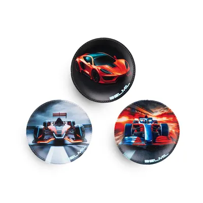 Produktbild von Belmil Patches mit Klettverschluss Set 3-teilig- kompatibel mit Schulranzen Maxi, Maxi Plus, Compact "Orange Car"