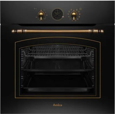 Image de Four Multifonction AMICA ED17319B RETRO, Catalyse, Noir, 59,5 x 59,5 x 57 cm, Design Vintage