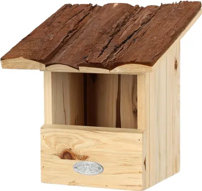 Image de Nichoir en bois pour rouge-gorge avec toit en écorce - Beige/Marron - L 20,3 x P 21,5 x H 24,3 cm