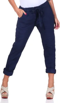 Produktbild von 350 Damen Hose Cargohose Sterne Sweatpants Jogginghose Baumwolle Freizeithose Boyfriend Baggy Haremshose zerrissene Hose outfit mit Gummibund dunkelblau