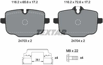 Produktbild von TEXTAR Bremsbeläge Satz Hinten für BMW 5 Limousine (F10) 2470303