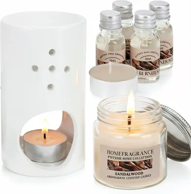 Produktbild von Duftlampe - 8 teilig - Aromatherapie - Keramik - Duftlampen Set Sandelholz
