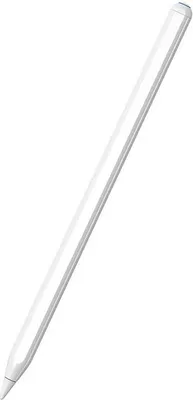 A white stylus pen is shown diagonally against a white background.