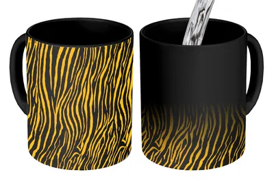 Obrázok produktu pre KitchenYeah® Magický hrnček Magický hrnček Magický vzor zvierat - Tiger - Oranžový 350 ml Hrnček na zmenu farby Nápad na darček - Magický hrnček - Foto hrnček - Keramické hrnčeky - Obrázky - Šálka na kávu - Hrnček na nápoje