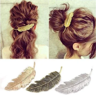 Produktbild von 3 Stücke metallene Haarbürsten-Haarspangen Vintage-Blattform-Haarspangen Haarzubehör Hut Haar