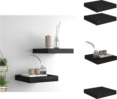 Produktbild von vidaXL Schweberegale 2 Stk. Schwarz 23x23,5x3,8 cm MDF -  Wandregale