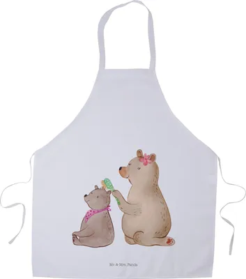Produktbild von Mr. & Mrs. Panda Kochschürze Bär Kind - Weiß - Geschenk, Familie, Küchenzubehör, Tochter, Mutter, Muttertag, Kochkleidung, Schürze, Küchenschürze, Gastro