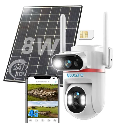Image de Caméra de surveillance extérieure 4G avec panneau solaire - Double objectif 4 MP