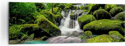 Produktbild von Bild auf Leinwand - Leinwandbild - Park Wasserfall Wasser - 160x50cm - Wand Bild - Wanddeko - Leinwanddruck - Bilder - Kunstdruck - Wanddekoration - Leinwand bilder - Wandkunst - AB160x50-3754