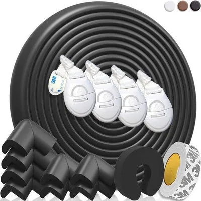 Image de Protection d'angle pour lit bébé 6,4 m, souple, avec 4 fermetures de sécurité