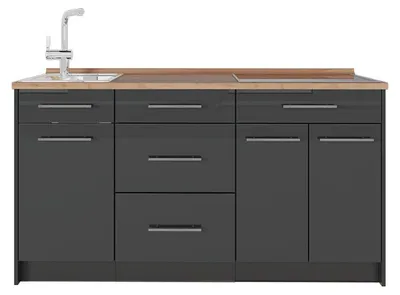 Obrázok produktu pre Kuchynský blok Vicco Fame-Line Antracit vysoký lesk/antracitová 150 cm, AP Oak, Model 65376