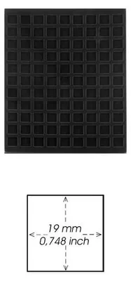 Produktbild von Prophila Collection schwarze Veloureinlage für Münzbox, 99 eckige Fächer für Münzen bis 19mm, z. B. 3.Reich Münzen