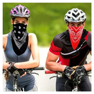 Produktbild von 3er Set Bandana Halstuch für Herren und Damen, Uni Kopftuch, Paisley Muster, Multifunktionale Nickitücher (Rot, Weiß, Schwarz)
