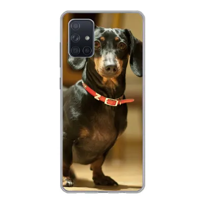 Produktbild von MuchoWow® Handyhülle Schutzhülle Hülle für Samsung Galaxy A51 Porträt eines schwarzen Dackels Silikon Softcase Handy Hülle - Schutzabdeckung