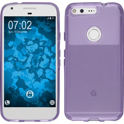 Produktbild von PhoneNatic Case kompatibel mit Google Pixel XL - lila Silikon Hülle transparent + 2 Schutzfolien