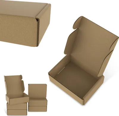 Produktbild von UISEBRT 20 Stück Faltschachteln Versandkarton, flache Karton Box 15 x 10 x 4 cm, ideal für den Versand kleiner Waren, Verpackungskartons für Online-Shop und Handel