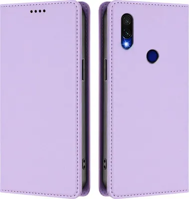 Produktbild von Handyhülle für Xiaomi Redmi 7, Kunstleder Klapphülle Stoßfeste Magnetische Hülle mit Ständer Violett