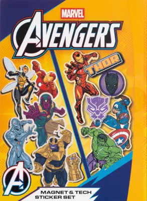Produktbild von Avengers Magnet & Tech Sticker Set – Coole Marvel Magnete und Sticker für Smartphone, Laptop & Kühlschrank, Original Fanartikel