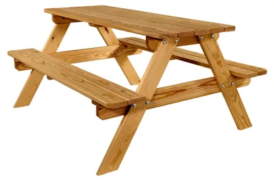 Produktbild von Kinderpicknicktisch 115cm lang aus Holz Kiefer braun, Sitzgruppe für Kinder
