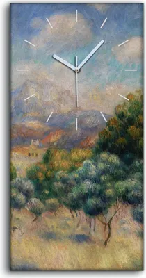 Produktbild von Dekor Leinwand Uhr Wandbilder 30x60 Malerei Wald Bäume Berg Landschaft - weiße Hände