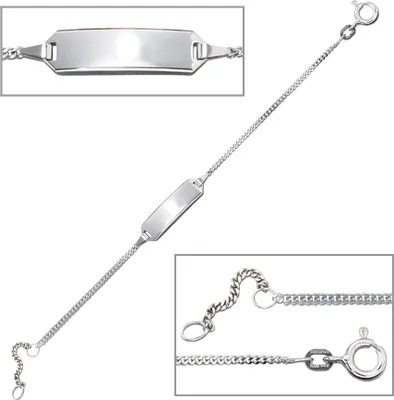 Produktbild von JOBO Schildband 585 Gold Weißgold 14 cm Gravur Armband Federring