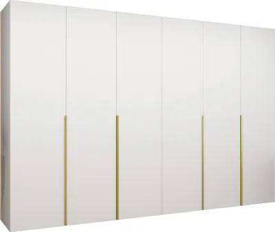 Produktbild von MEBLE KRYSPOL, Kleiderschrank, Schrank 300x202x52, Weiß, Griff Gold