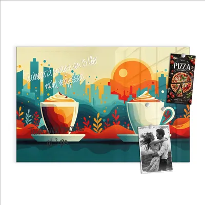 Produktbild von Magnettafel 60x40cm Pinnwand Whiteboard beschreibbar - Kaffee Am Abend
