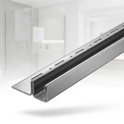 Produktbild von Dalsys Glas-Fliesenprofil 250cm x 11mm x 12,5mm aus Edelstahl - Fliesenschiene mit U Profil für Bodenmontage im Badezimmer - Glasaufnahmeprofil