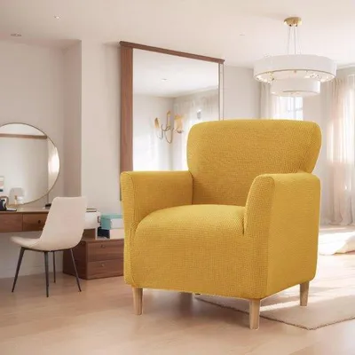 Productafbeelding van Famanu stretch hoes voor fauteuils met armleuningen - Zachte en antislip meubelbescherming voor de woonkamer