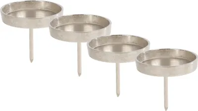 Immagine prodotto di Portacandele in alluminio per candele a colonna set di 4 - 8 cm in argento - portacandele in metallo per candele a sfera - tappo per candele per l'Avvento e le decorazioni natalizie