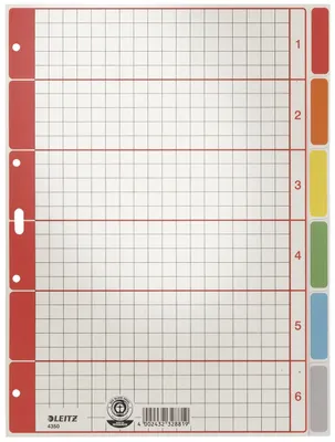 Obrázok produktu pre Leitz 4350-00-85 Prázdny index, kartón, farebná tlač, A4, 6 listov
