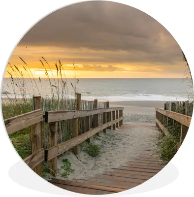 Produktbild von MuchoWow® Rundes Wandbild - Runde Bilder Strand - Meer - Düne - Weg Ø 30 cm Kreis Wanddekoration Kunststoff - Wandkreis - Wandschmuck - Schlafzimmer - Bilder - Der Kreis - Kunst für die Wohnung - Plastik - Kunstdruck - Wandbild