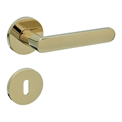 Produktbild von Gavroche Türgriffe Set Buntbart Türklinken für Innentüren in glanz Gold Optik Drückergarnitur für Zimmertür mit runder Rosettengarnitur aus Zink